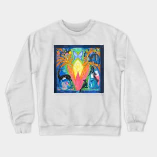 Tropical Birds, Animals, Butterfly & Flower 1923 Leo Visser Ornamental Design Crewneck Sweatshirt